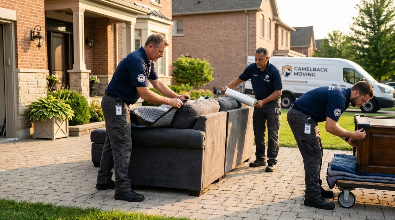 Large estate moving crew wrapping furniture in Maxton, NC